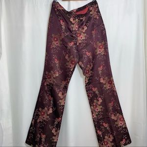 SOLDBrown Satin Floral Oilily Pants